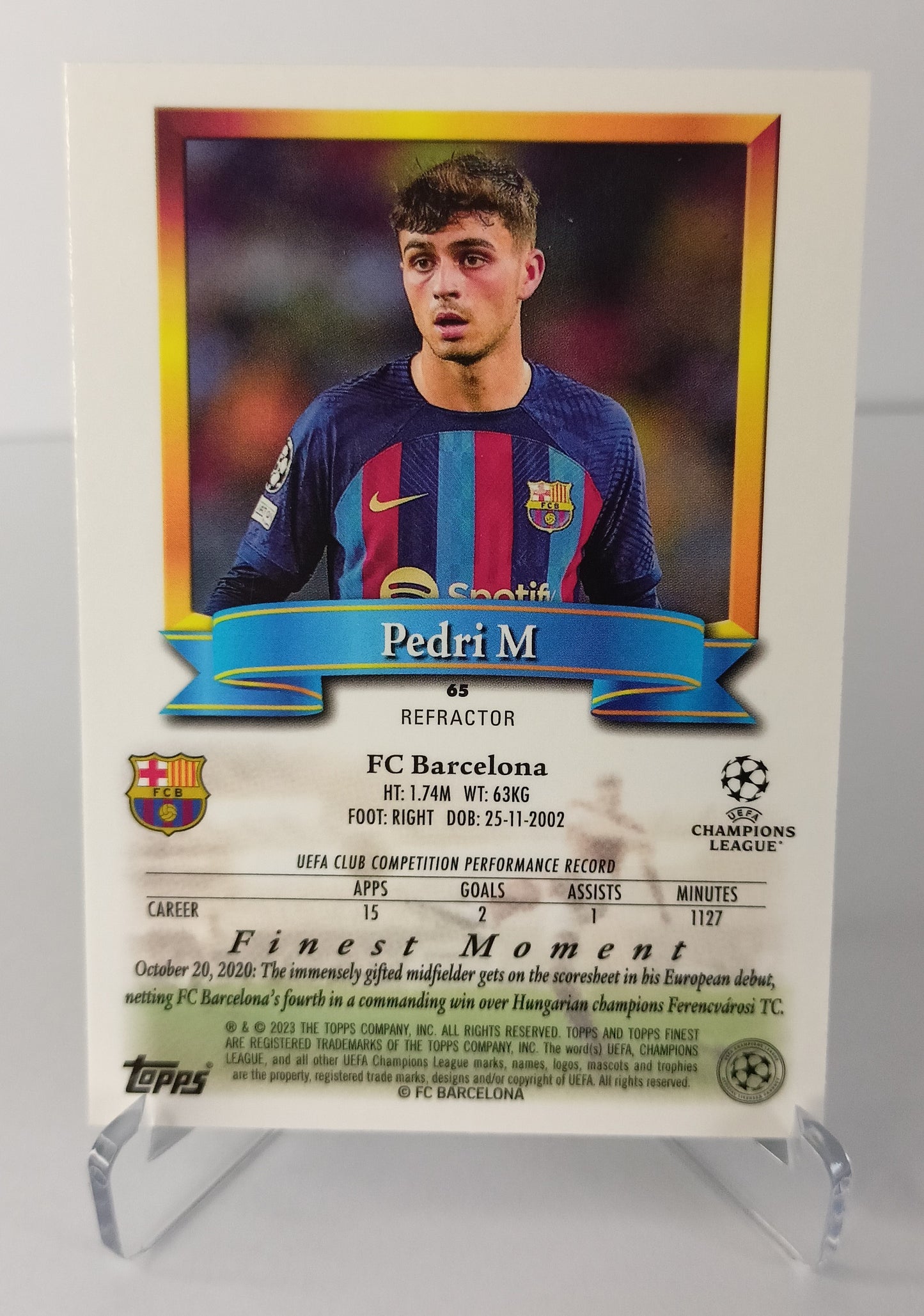 Pedri Refractor Topps Finest Flashback 2022-23 F.C Barcelona