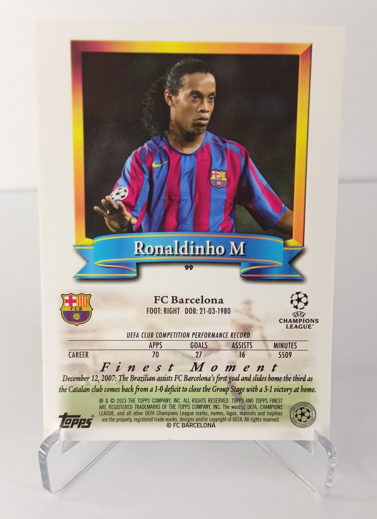 Ronaldinho Topps Finest Flashback 2022-23 F.C Barcelona