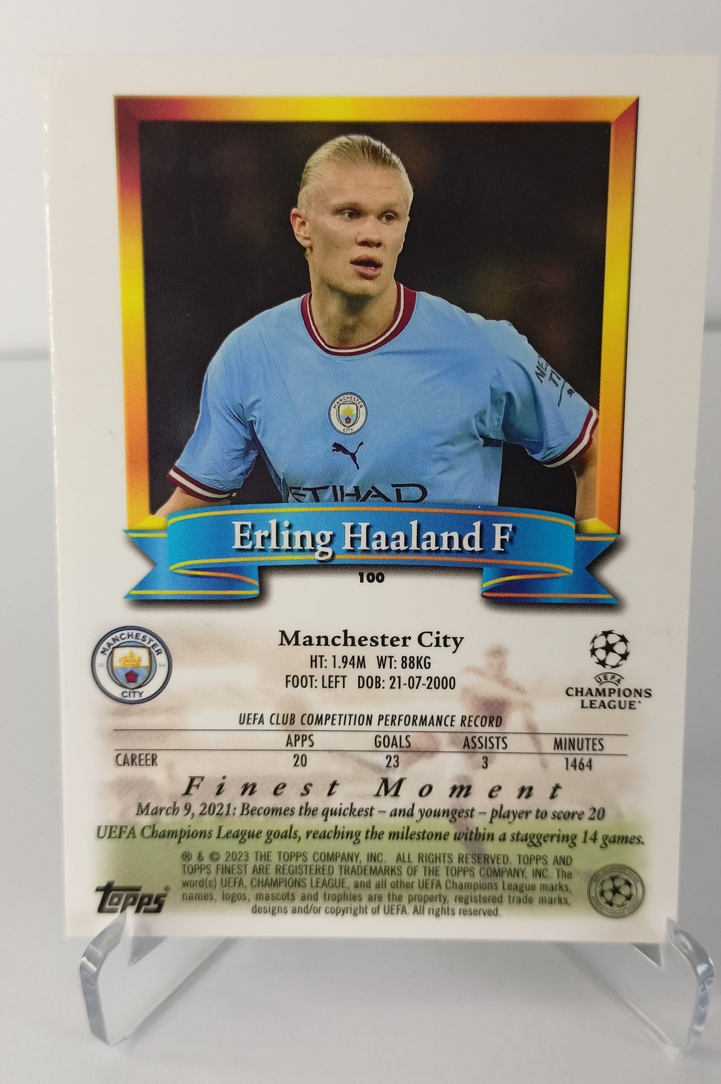 Haaland Topps Finest Flashback 2022-23 Manchester City