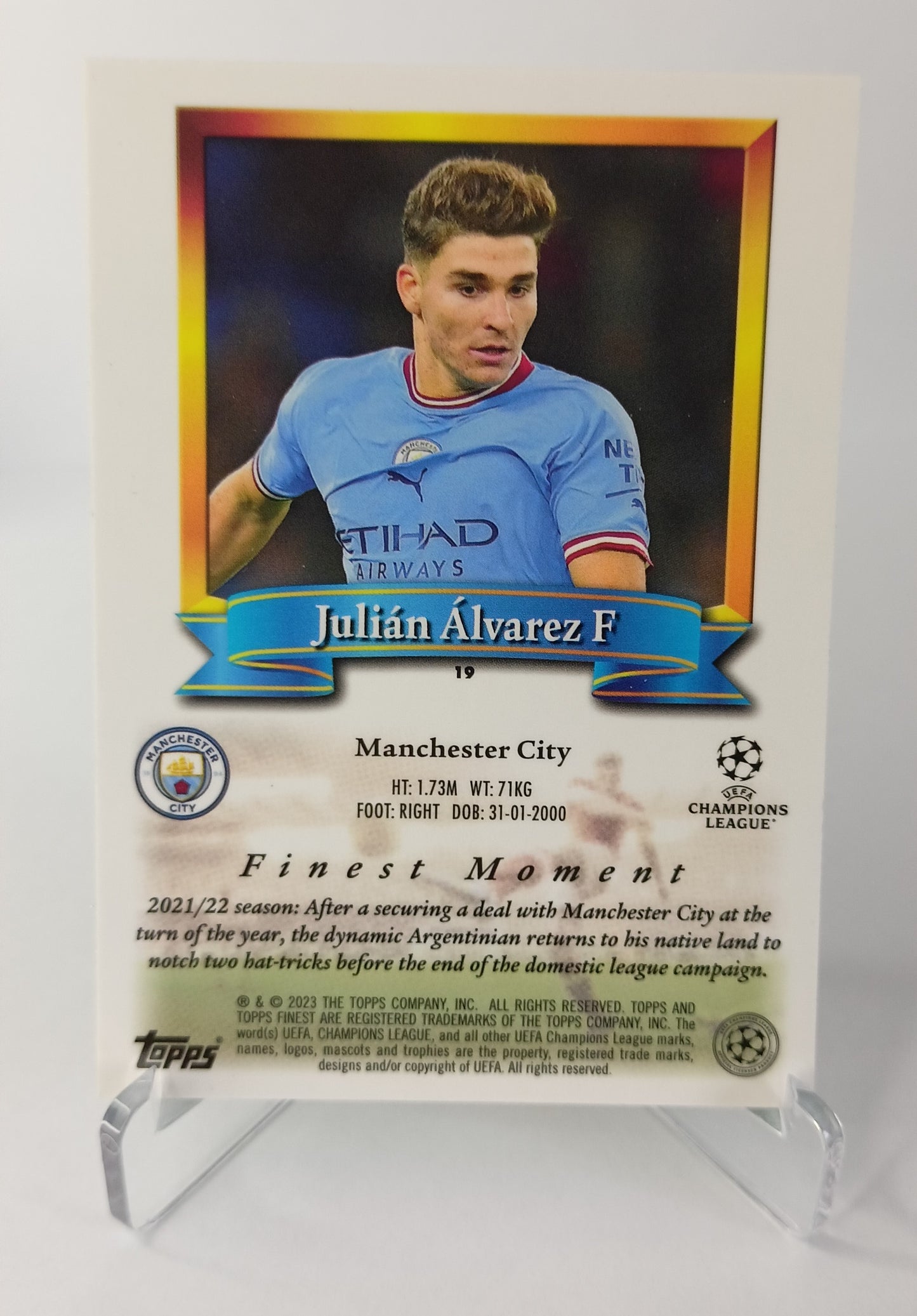 Julián Alvarez Rookie Finest Flashback 2022-23 Manchester City