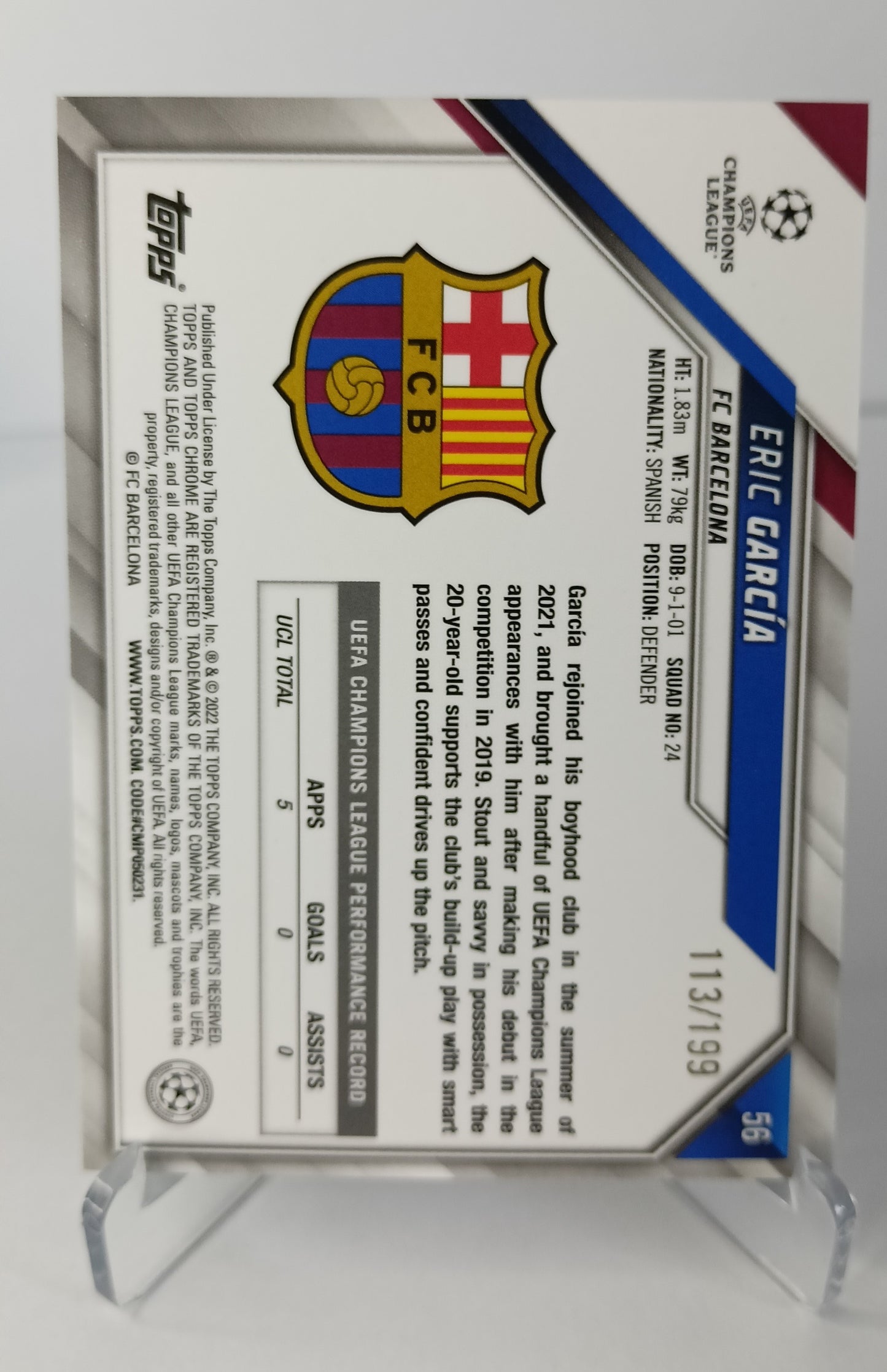 Eric García /199 Topps Chrome 2021-22 F.C Barcelona