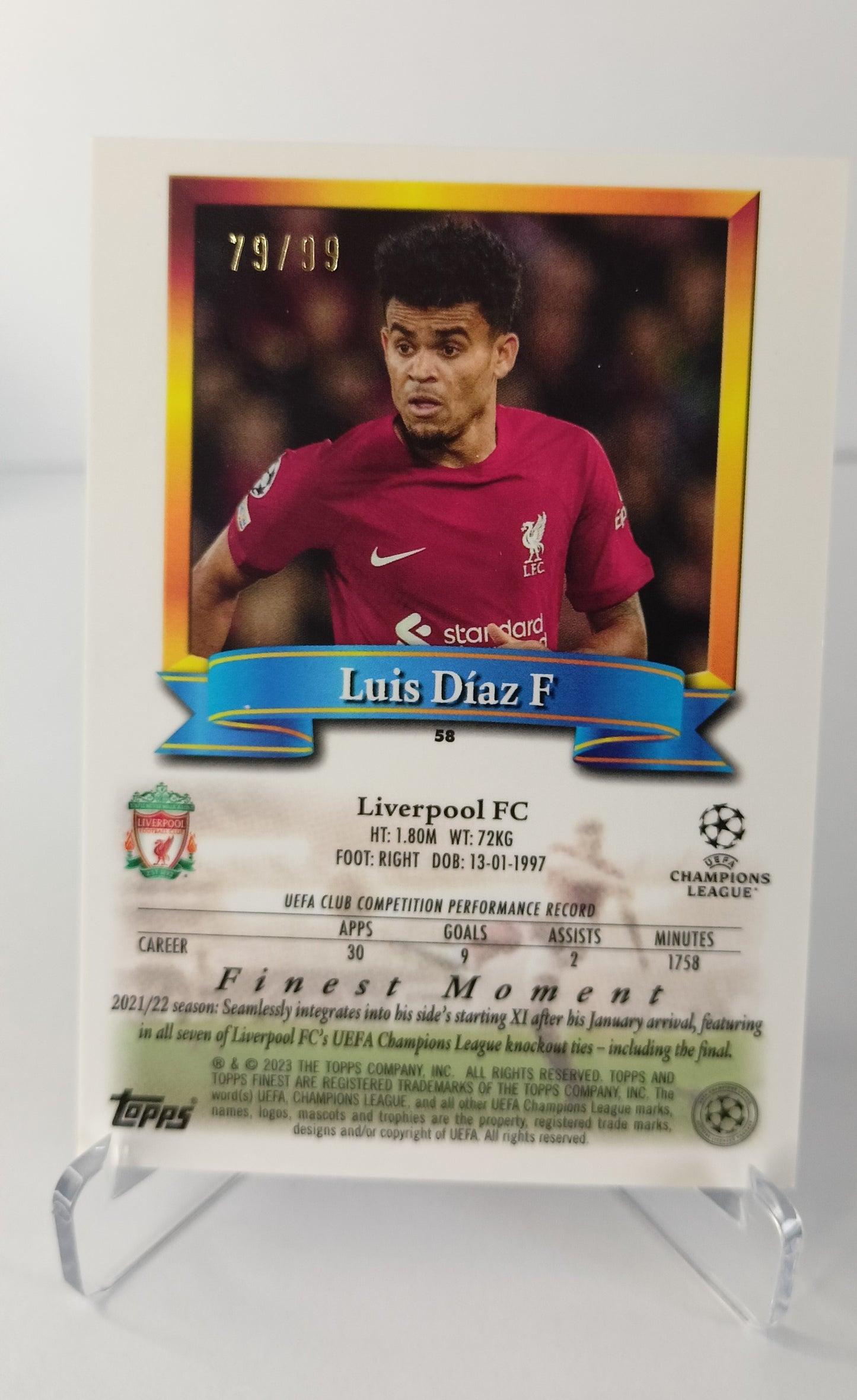 Luis Díaz /99 Topps Finest Flashback 2022-23 Liverpool FC