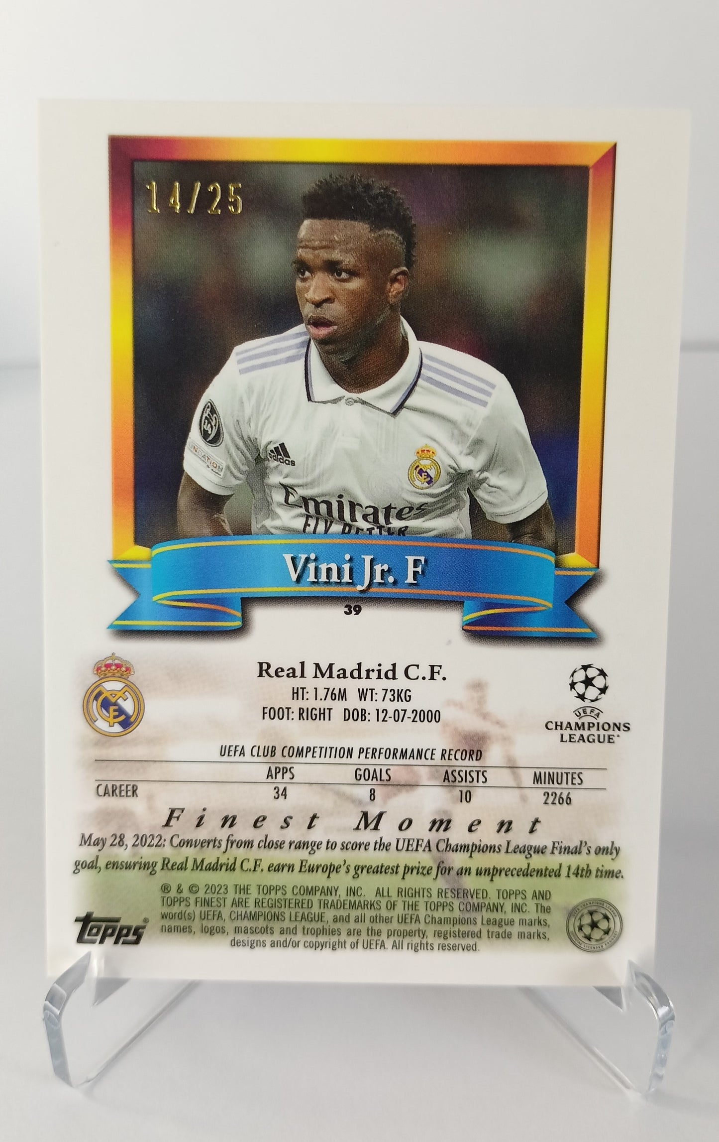Vinicius JR /25 Topps Finest Flashback 2022-23 Real Madrid