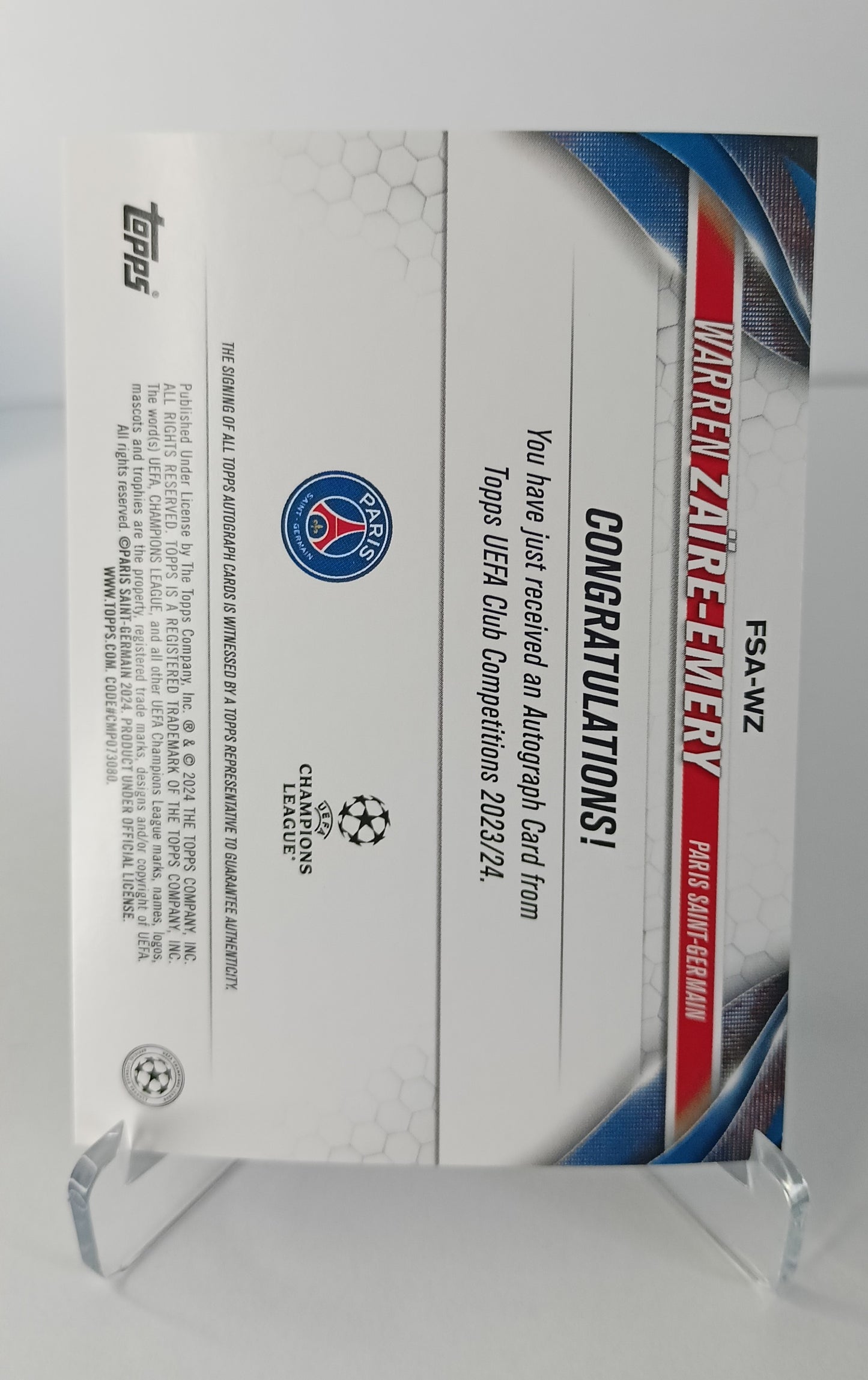 Warren Zaire-Emery Autógrafo Topps Flagship 2023-24 Paris Saint Germain