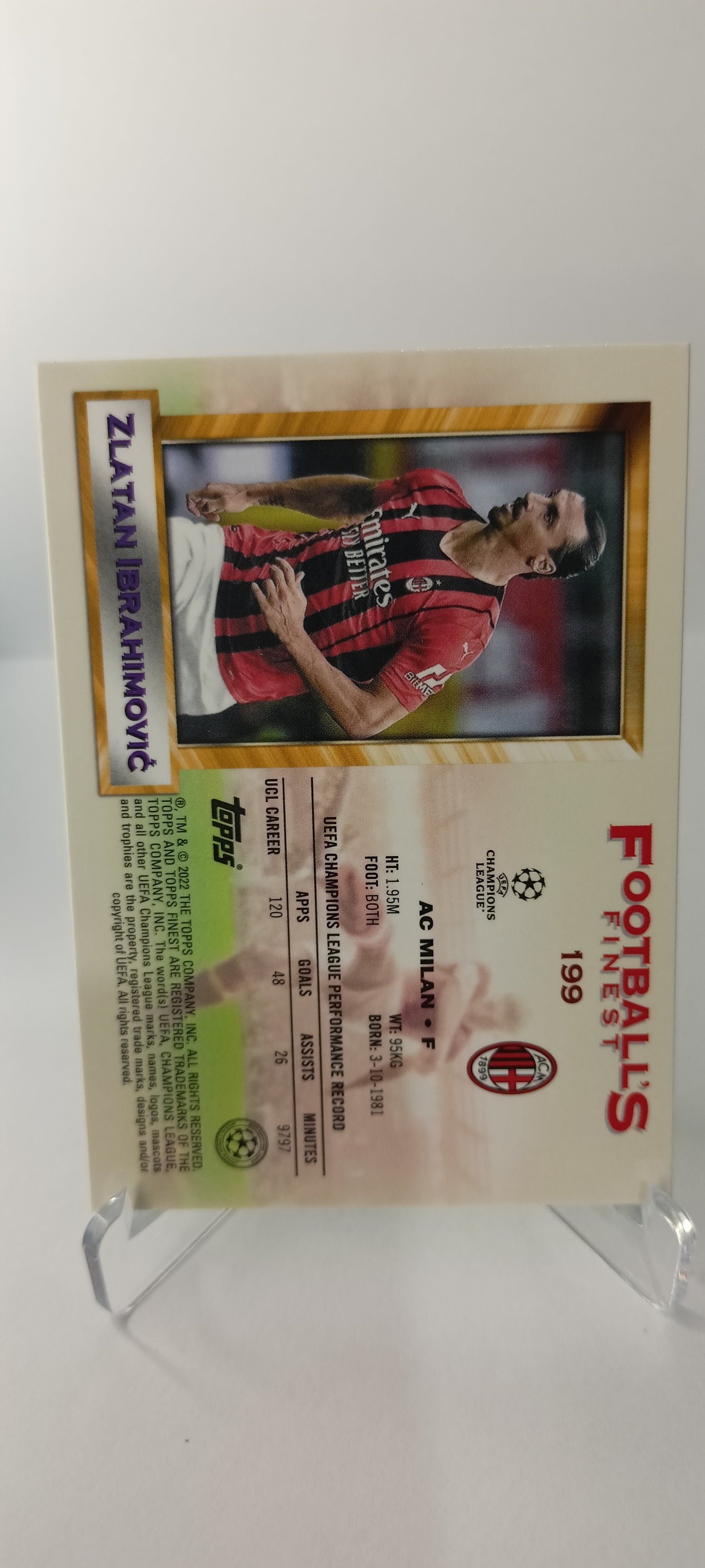 Zlatan Ibrahimovic Topps Finest Flashback 2021-22 AC Milán