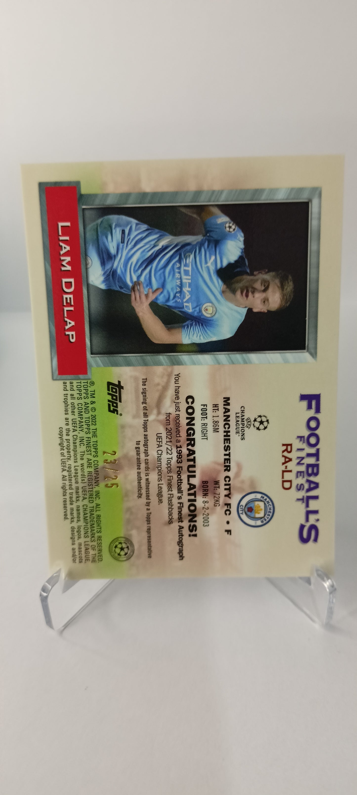 Delap /25 Autógrafo Rookie Topps Finest Flashback 2021-22 Manchester City