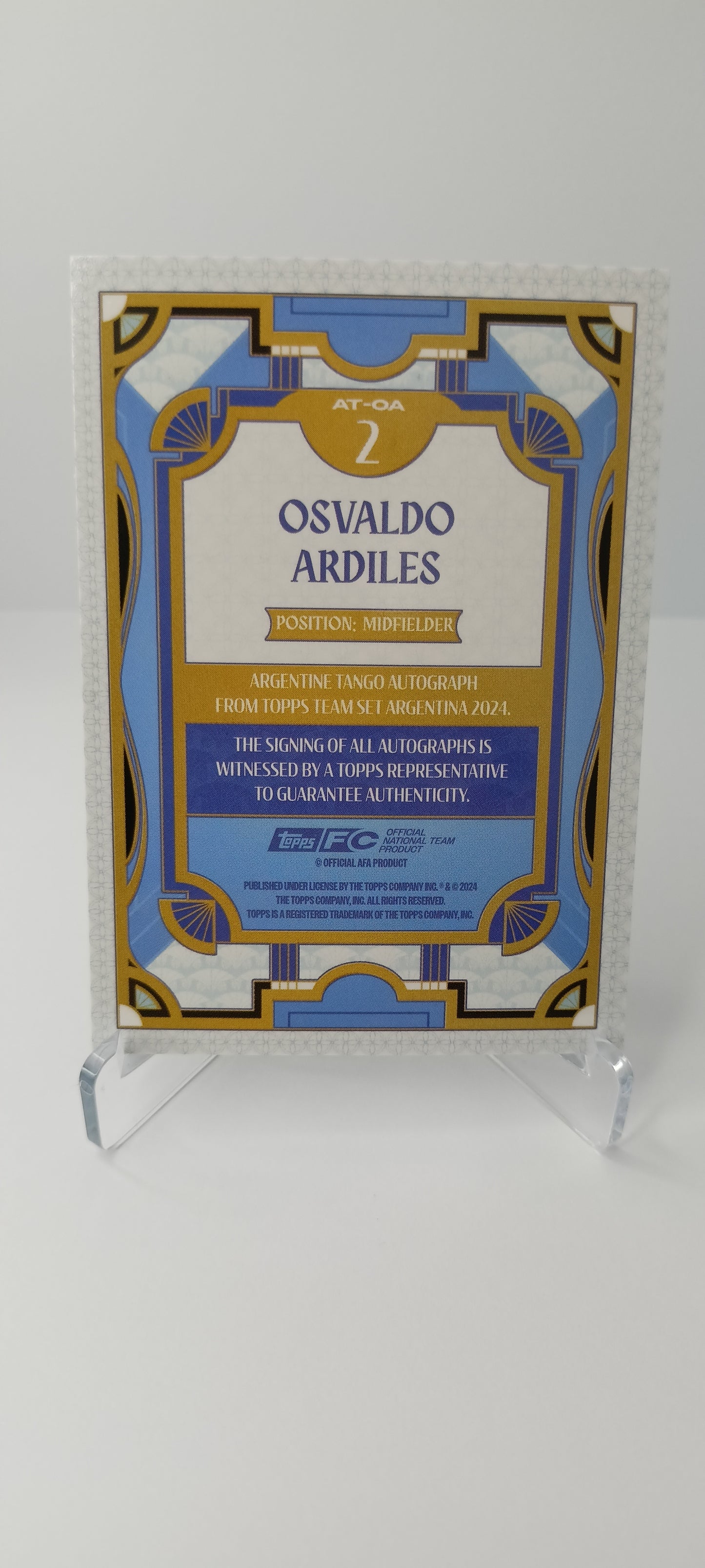 Osvaldo Arguiles /50 Autógrafo Topps Team Set Argentina 2025