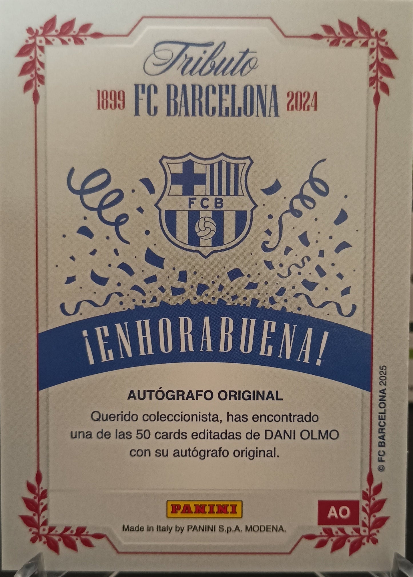 Dani Olmo Autografo Panini Tributo Fc Barcelona 2025