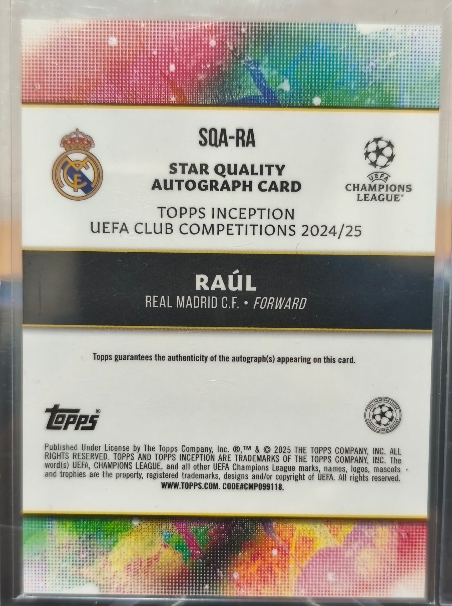 Autógrafo Raúl González /49 Topps inception 2025 - Real Madrid