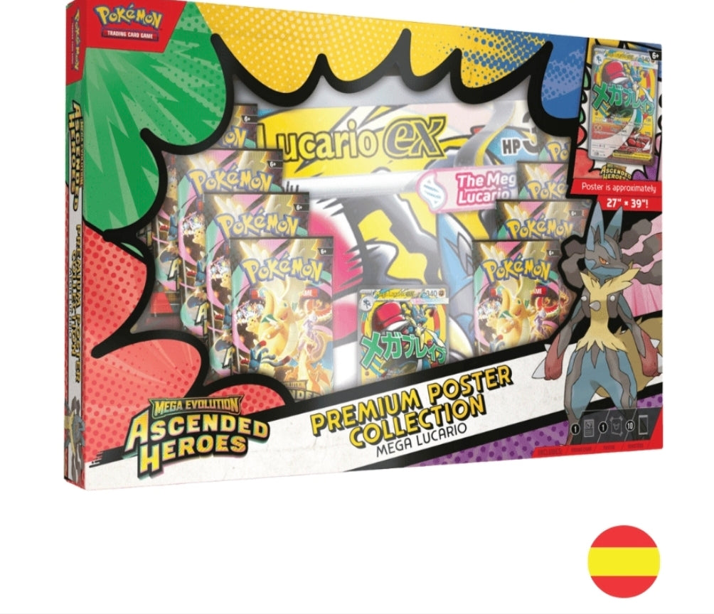 Pokémon TCG – Colección con Póster Premium Mega-Lucario – Megaevolución Héroes Ascendentes - Español