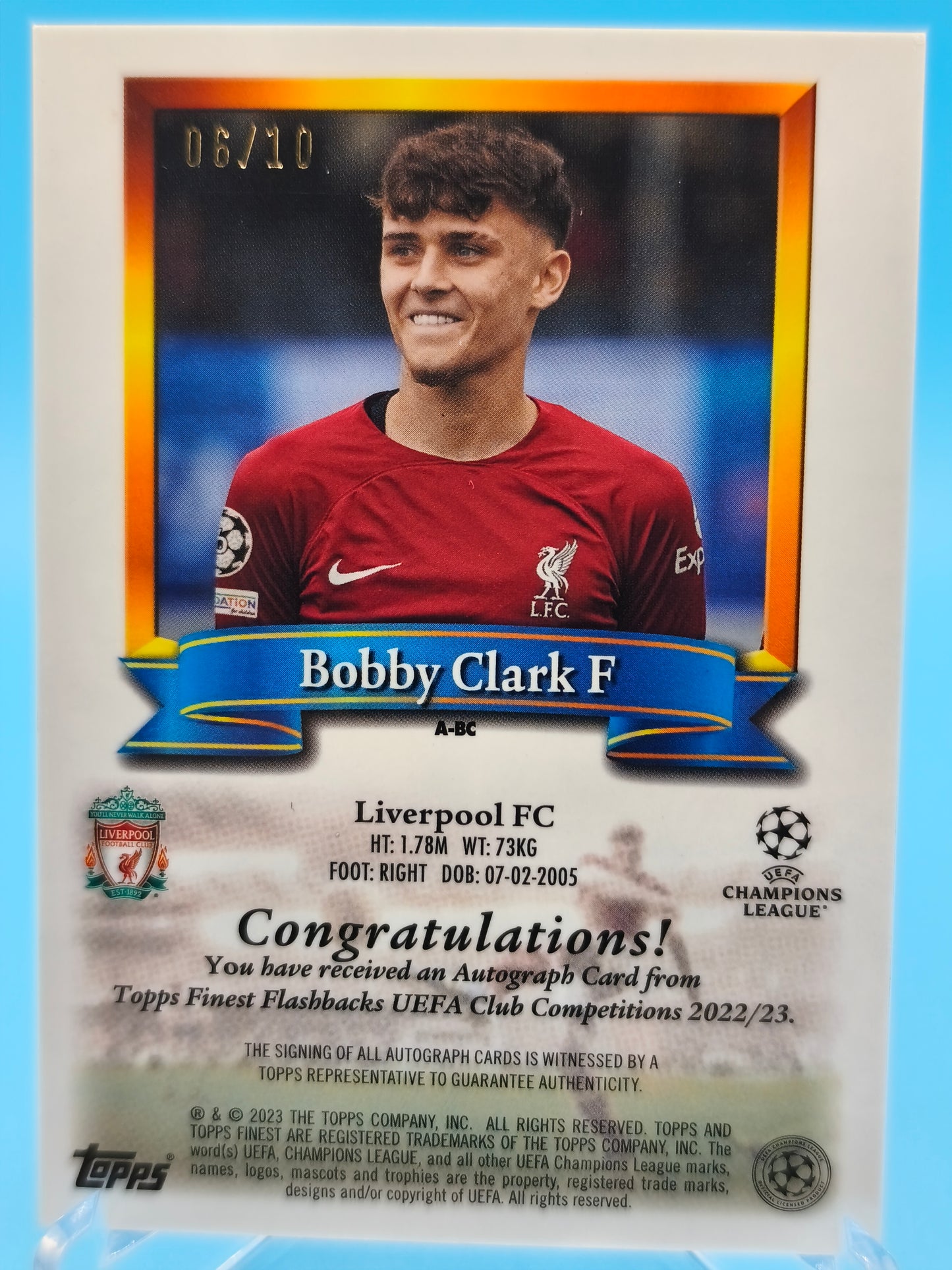 Bobby Clark /10 Rookie autógrafo Topps Finest Flashback 2023