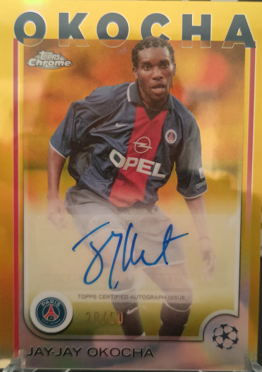 Jay Jay Okocha /50 Autografo Topps Chrome 2024/25 PSG