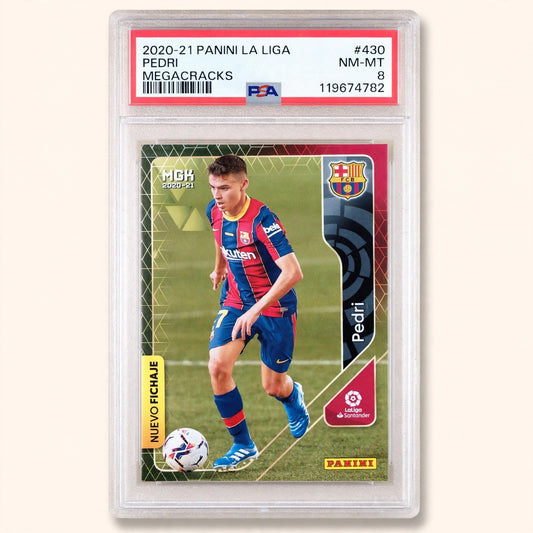 Pedri rookie Panini megacracks 2020/21 PSA 8